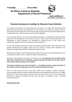 T&aacute;naiste Announces Funding For Munster Food Initiative