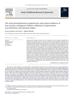 The Early Developmental Competencies and School Readiness of