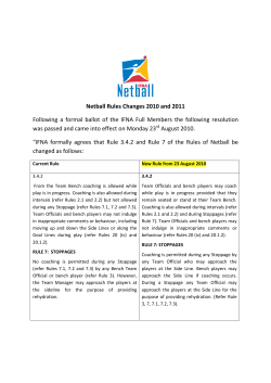 Netball Rules Changes 2010 and 2011