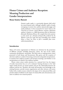 Honor Crimes and Audience reception: meaning Production and