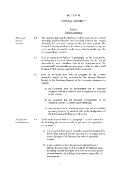 SECTION III GENERAL ASSEMBLY Rule 6 Ordinary