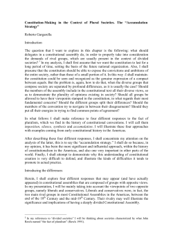 Constitution-Making in the Context of Plural Societies. The