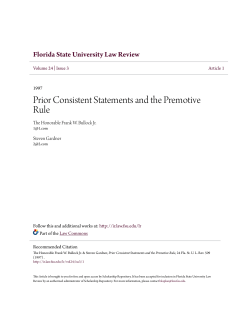 Prior Consistent Statements and the Premotive Rule