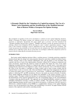 A Dynamic Model for the Valuation of a Capital Investment: The Use