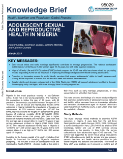 Adolescent Sexual and Reproductive Health in Nigeria