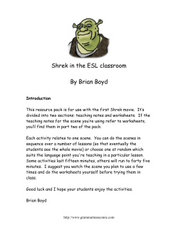 Shrek in the ESL classroom By Brian Boyd