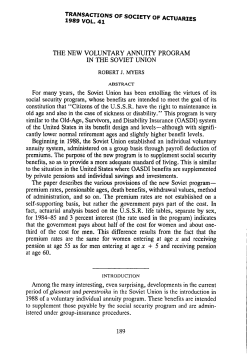 The New Voluntary Annuity Program in the Soviet Union
