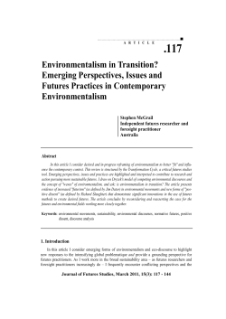 Environmentalism in Transition? Emerging Perspectives, Issues and