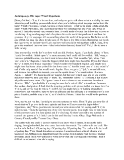 Anthropology 350: Sapir-Whorf Hypothesis