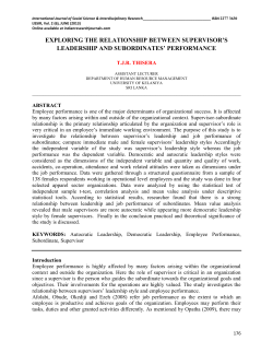 exploring the relationship between supervisor`s leadership and