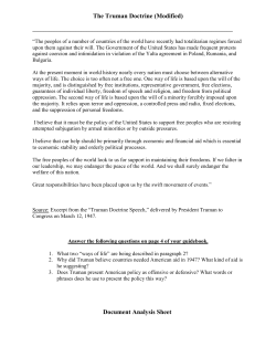The Truman Doctrine and Analysis Sheet