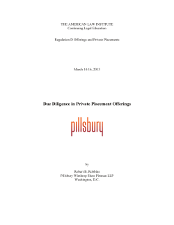 Due Diligence in Private Placement Offerings