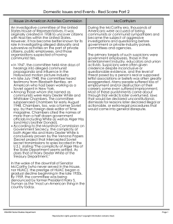 Domestic Issues and Events - Red Scare Part 2