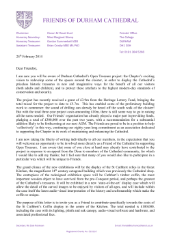 letter from the Chairman - Friends of Durham Cathedral