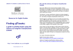 LIBRARY OF CONGRESS CLASSIFICATION IN THE EFL