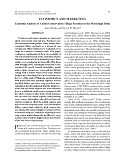 Economic Analysis of Cotton Conservation Tillage Practices in the