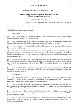 Methodology for the subjective assessment of the quality of