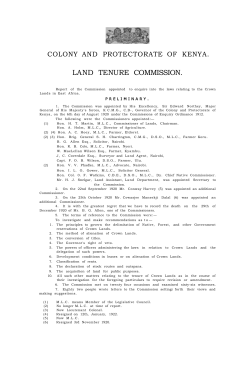 COLONY AND PROTECTORATE OF KENYA LAND TENURE