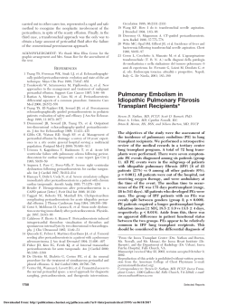 Pulmonary Embolism in Idiopathic Pulmonary Fibrosis Transplant