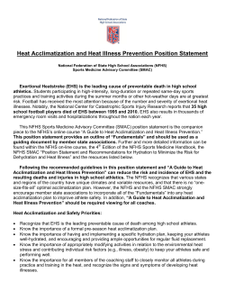 Heat Acclimatization and Heat Illness Prevention Position