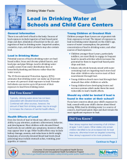 Drinking Water Facts: Lead in Drinking Water at Schools and Child