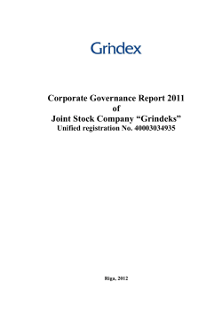 Corporate Governance Report 2011 of Joint Stock Company