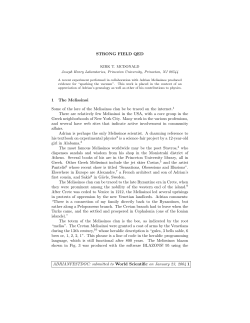 STRONG FIELD QED 1 The Melissinoi Some of the lore of the