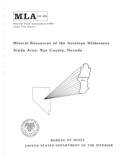 Mineral Resources of the Antelope Wilderness Study Area, Nye