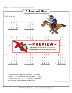 Column Addition - Super Teacher Worksheets
