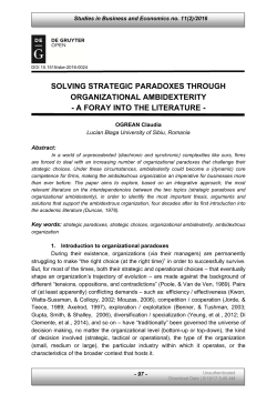 SOLVING STRATEGIC PARADOXES THROUGH
