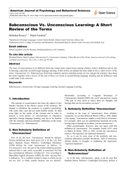Subconscious Vs. Unconscious Learning: A Short