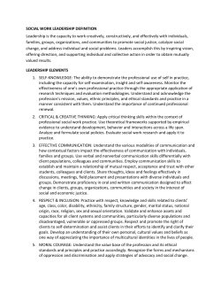SOCIAL WORK LEADERSHIP DEFINITION Leadership is the