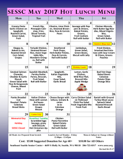 May Menu - Southeast Seattle Senior Center