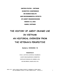 THE HISTORY OF AGENT ORANGE USE IN VIETNAM AN