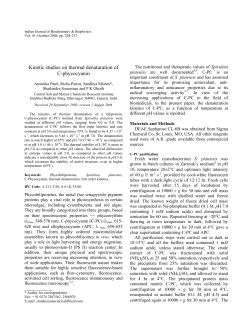 Kinetic studies on thermal denaturation of C-phycocyanin