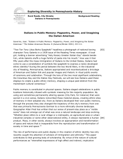 Italians in Public Memory: Pageantry, Power, and Imagining the