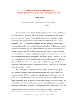 Proletarian Pastoral Reconsidered: Reading Mike