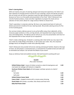 Catering Menu - Taheri`s Mediterranean Restaurant
