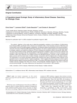 A Population-based Ecologic Study of Inflammatory Bowel Disease