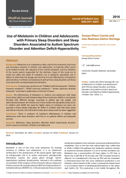 Use of Melatonin in Children and Adolescents with Primary Sleep