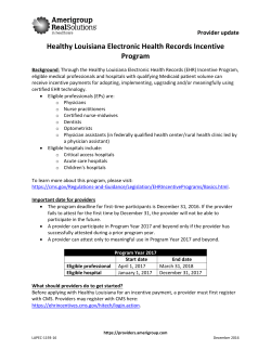 Healthy Louisiana Electronic Health Records Incentive Program