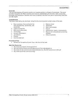 ACCOUNTING I Overview The accurate keeping of financial records