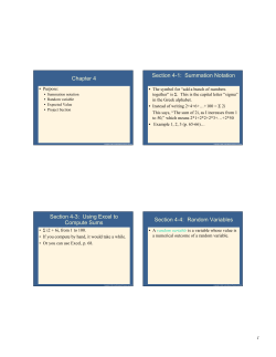 Chapter 4 Section 4-1: Summation Notation Section 4