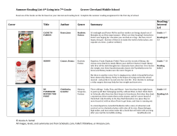 Summer Reading List 6th Going into 7th Grade Grover Cleveland