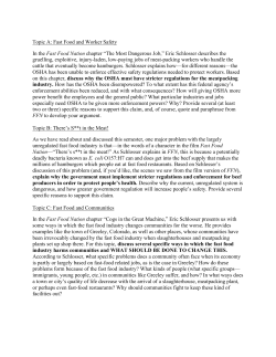 Topic A: Fast Food and Worker Safety In the Fast Food Nation