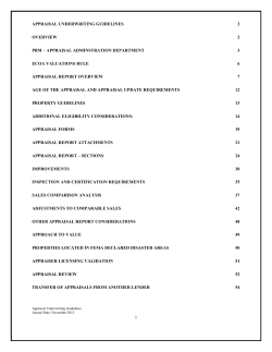 Appraisal Underwriting Guidelines