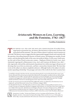 Aristocratic Women on Love, Learning, and the Feminine, 1782&ndash;1827
