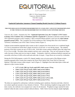 Equitorial Exploration Announces Channel Sampling Results
