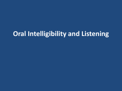 Oral Intelligibility and Listening
