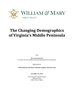 The Changing Demographics of Virginia`s Middle Peninsula